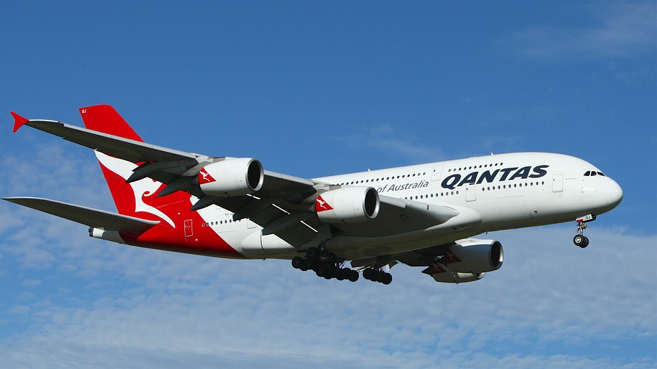 Qantas airplane flying